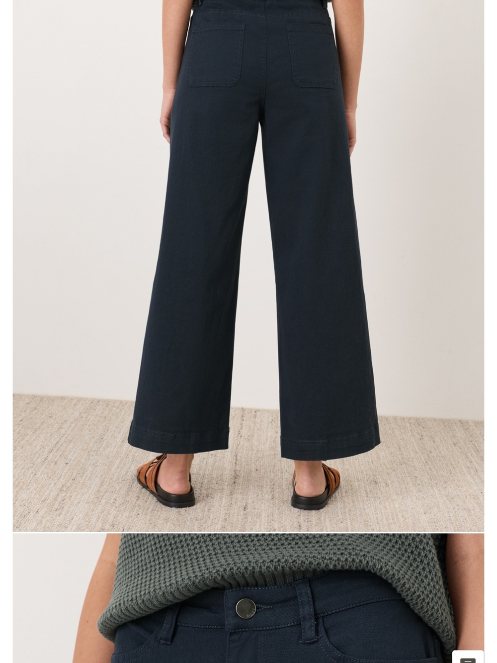 Organic Stretch Twill Wide-Leg Pant in Navy - Picture 3 of 7